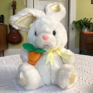 Vintage 1991 Fairview Plush White Bunny Rabbit w/ Carrot 10" Easter